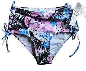 NEW CaliforniaWaves High Waisted Swim Tropical Pink Blue Abstract Pink Size S